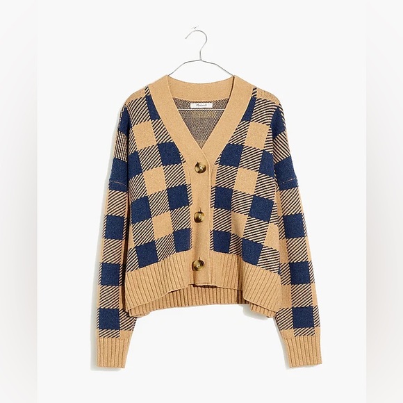 Madewell Bayberry Cardigan Sweater in Buffalo Check size XS - Picture 4 of 7